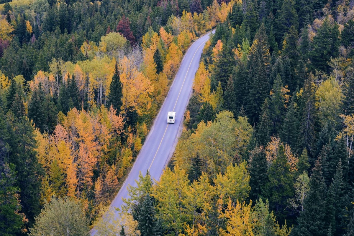 Camper van on gravel road