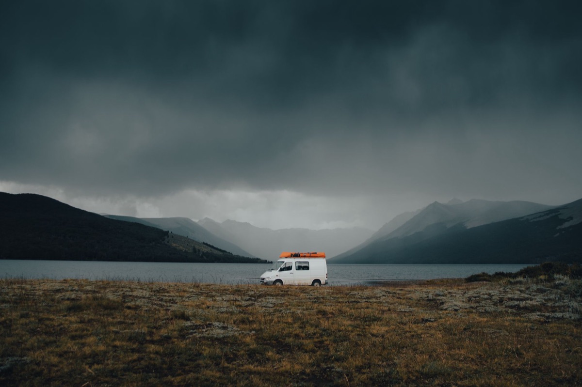 campervan on mountain road