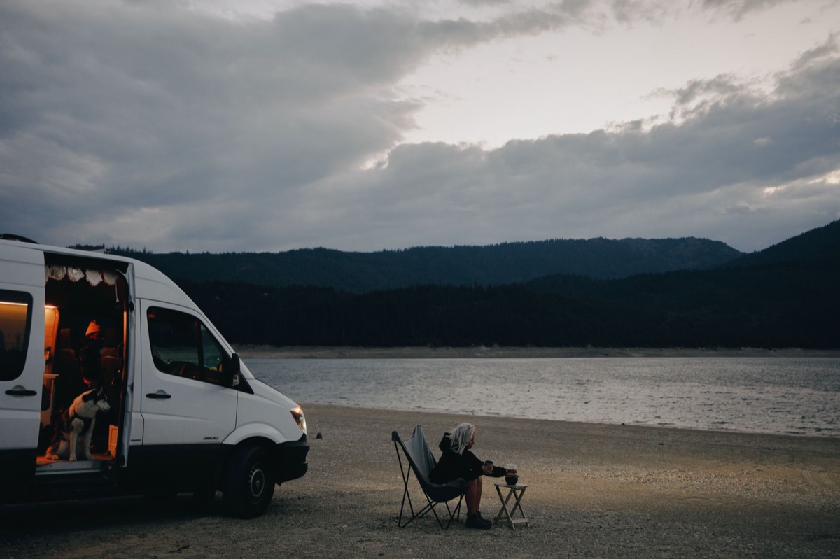 campervan at lake