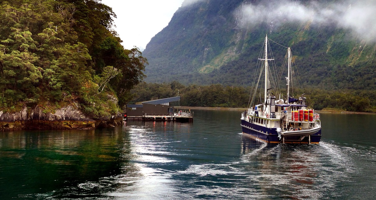 Cruise ship at Milford Sound