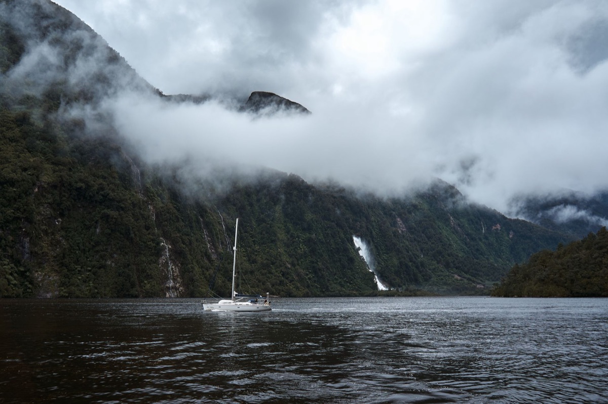barco de crucero en el milford sound