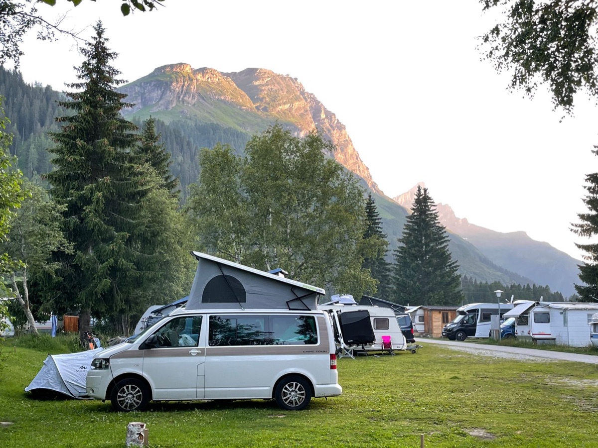 New Zealand holiday park campsite with campervan and tent
