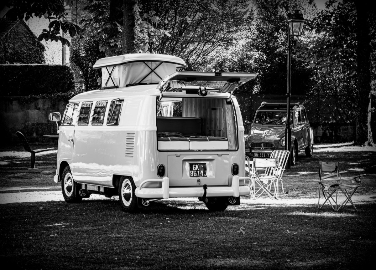 Camping gear on van roof