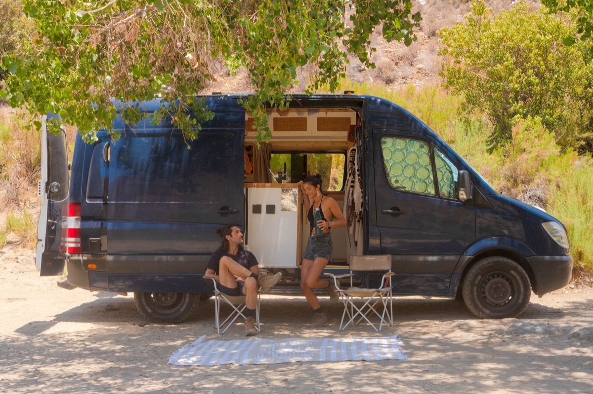 Campervan with camping gear in New Zealand