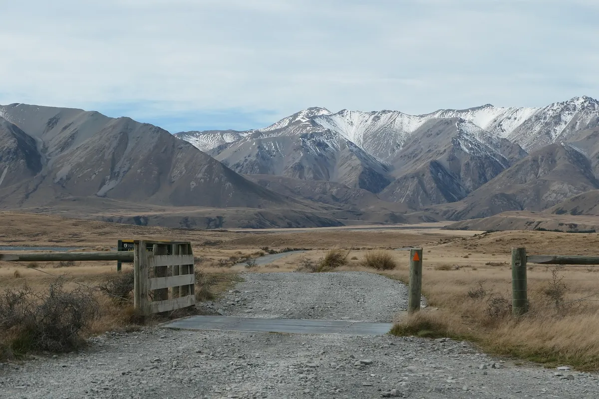 ニュージーランド, 道路, グレーブ, 道の旅, 山, 自然, ゲート, フェンス